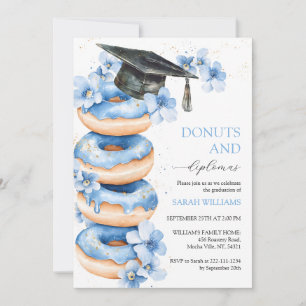 Aquarell-Donuts und Diplome Abschlussfeier Einladung