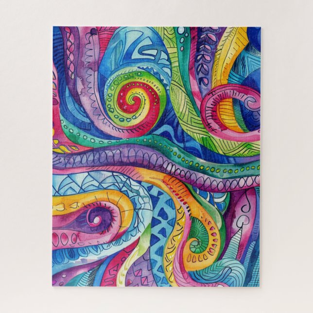 Aquarell-Doodle-Puzzle (Vertikal)