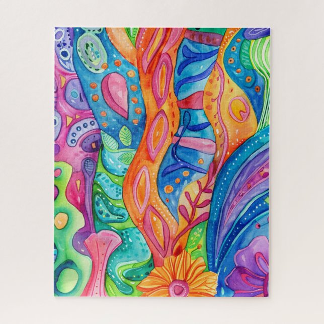Aquarell-Doodle-Puzzle (Vertikal)