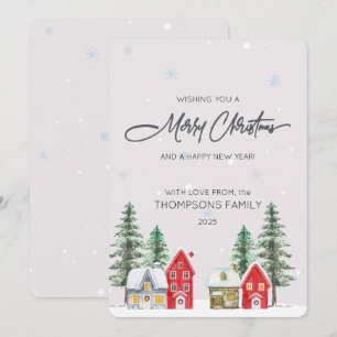 Aquarell-Dorf-Feiertags-Weihnachtskarte Feiertagskarte