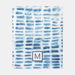 Aquarell-Druck des Monogramm- Indigio Fleecedecke