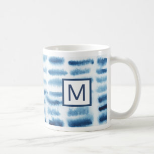 Aquarell-Druck des Monogramm-  Indigio Kaffeetasse