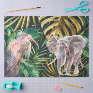 Aquarell-Dschungel-Elefanten-Ephemeren-Decoupage Seidenpapier