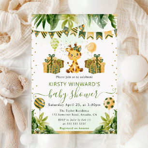 Aquarell Dschungel Giraffe Baby Shower Einladung