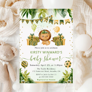 Aquarell-Dschungel-Löwe-Baby-Party Einladung
