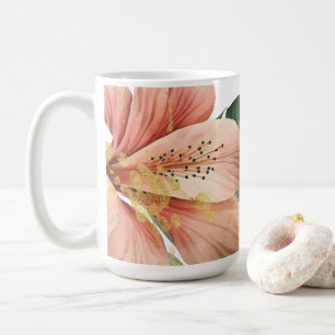 Aquarell-Dschungelblumen Pfirsich-Gold-Spritzer Kaffeetasse