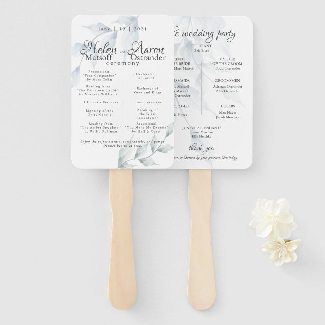 Aquarell Dusty Blue Dusty Sage Helen Fächer (Vorne und Hinten)