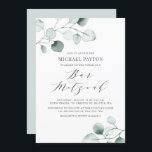 Aquarell Dusty Blue Eucalyptus Bar Mitzvah Einladung<br><div class="desc">Grüne Bar mitzvah Einladung mit Aquarell dusty blue eucalyptus Blätter mit einem whimsical Skript. Personalisieren Sie Ihre persönlichen Daten,  indem Sie Ihre eigenen Daten hinzufügen. Diese Eukalyptus-Einladung ist perfekt für jedes Bar mitzvah Thema und jede Saison.</div>