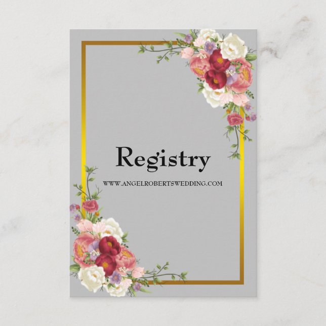 Aquarell Dusty Gray Gold Blush Peach Wedding Enc Begleitkarte (Vorderseite)