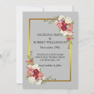 Aquarell Dusty Gray Gold Blush Peach Wedding Sav Save The Date