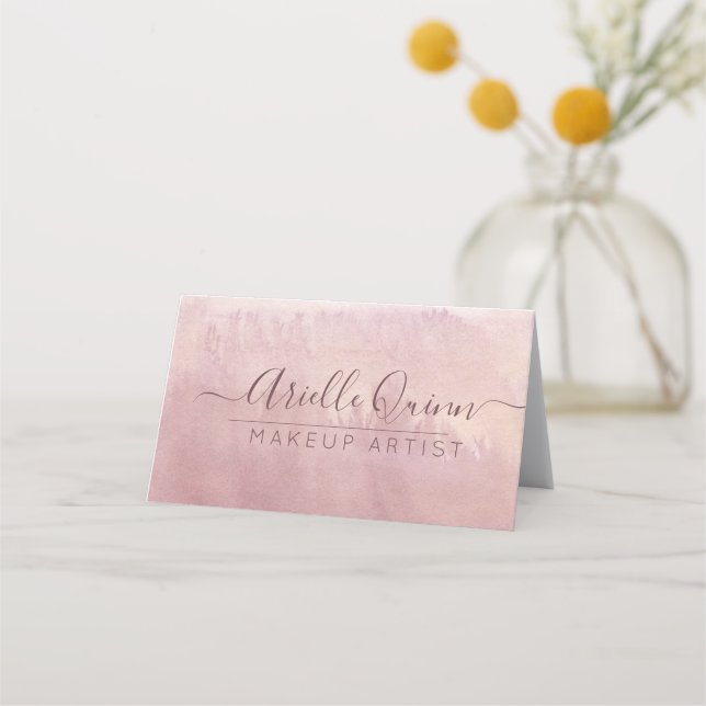 Aquarell Dusty Rose Makeup Artist Terminkarte (Vorderseite)