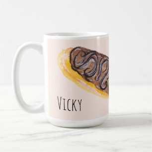 Aquarell-Eclairs-Donuts-Spaß-Whimsical-Rosa Kaffeetasse
