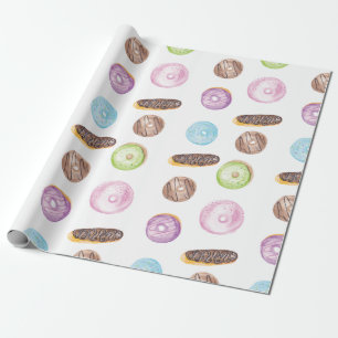 Aquarell-Éclairs-Donuts-Spaß-Whimsical-Süß Geschenkpapier