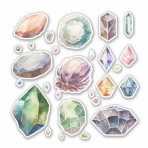 Aquarell Edelsteine Und Juwelen Vinyl Aufkleber