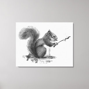 Aquarell-Eichhörnchen-Marshmallow-Tier toastet Leinwanddruck