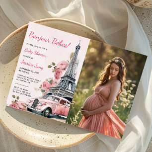 Aquarell Eiffel Tower Paris Baby Dusche Foto Einladung