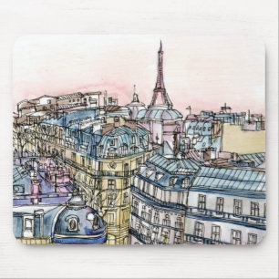 Aquarell-Eiffelturm u. Paris der Bestimmungsort-  Mousepad