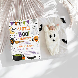 Aquarell Ein Kleiner Boo Halloween-Baby-Party Einladung