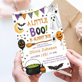 Aquarell Ein Kleiner Boo Halloween-Baby-Party Einladung