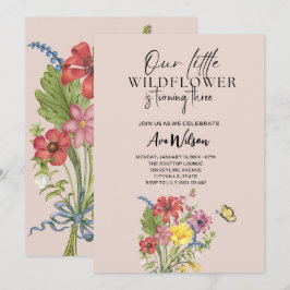 Aquarell ein wenig Wildblume Geburtstag Einladung