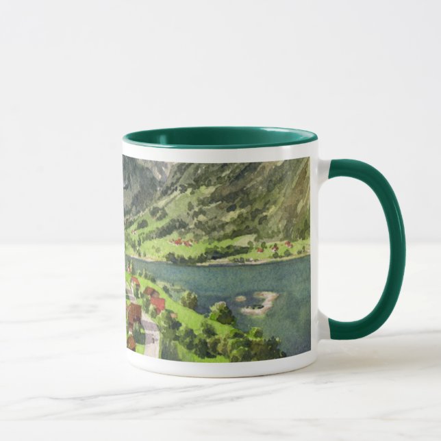 Aquarell einer die Schweiz-Landschaft Tasse (Rechts)