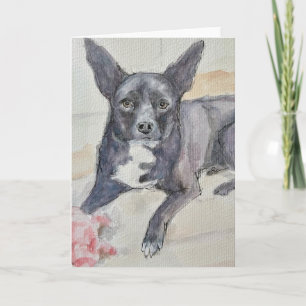 Aquarell eines schwarzen Hundes auf einer gefaltet Karte