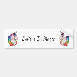 Aquarell-Einhorn mit dem Regenbogen-Haar Autoaufkleber