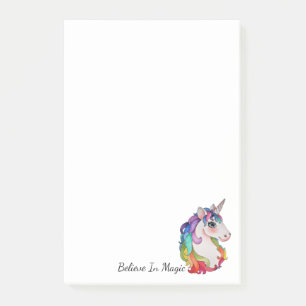 Aquarell-Einhorn mit dem Regenbogen-Haar Post-it Klebezettel