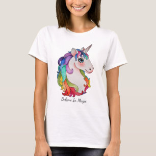 Aquarell-Einhorn mit dem Regenbogen-Haar T-Shirt