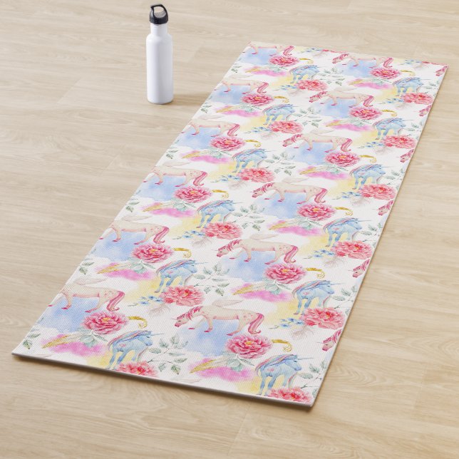 Aquarell-Einhorn-u. Pegasus-Muster Yogamatte (Beispiel)