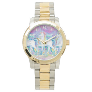 Aquarell-Einhörner Armbanduhr