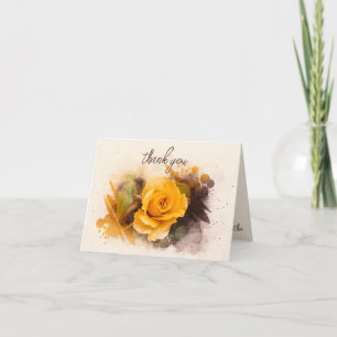 Aquarell-Einzige-Gelbe-Rose Dankeskarte
