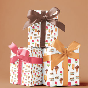 Aquarell-Eiscreme & Eis am Stiel Popcorn Geschenkpapier