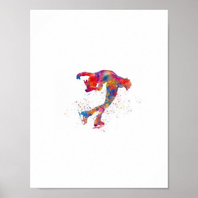 Aquarell-Eislaufen Poster (Vorne)