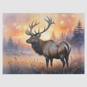 Aquarell-Elch bei Sonnenaufgang Decoupage Seidenpapier