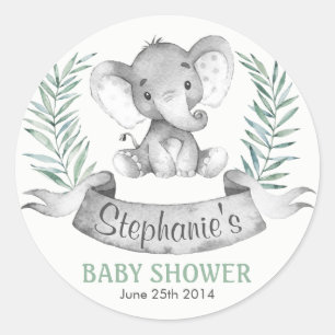 Aquarell-Elefant-Babyparty Runder Aufkleber