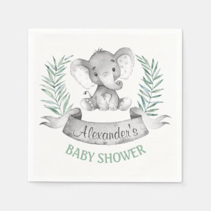 Aquarell-Elefant-Babyparty Serviette