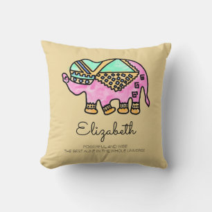 Aquarell-Elefant farbenfroh modern personalisiert Kissen