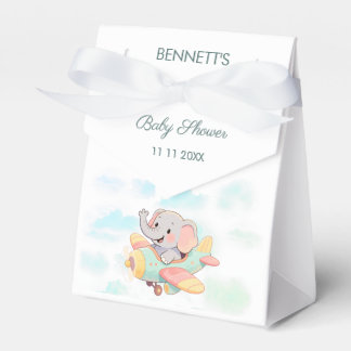 Aquarell-Elefanten-Flugzeug-Baby-Shower-Geschenkbo Geschenkschachtel