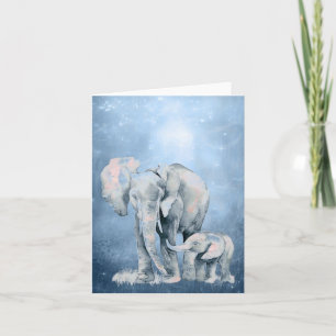Aquarell-Elefanten-Wildtier-Natur-Tierkunst 