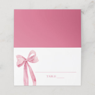 Aquarell Elegant Süße Rosa Schleifen Platzkarte