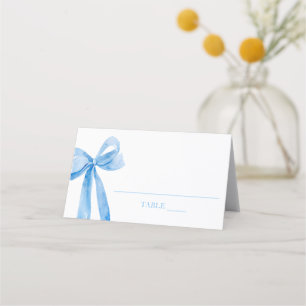 Aquarell Elegante Kokette Blaue Schleife Platzkart Platzkarte