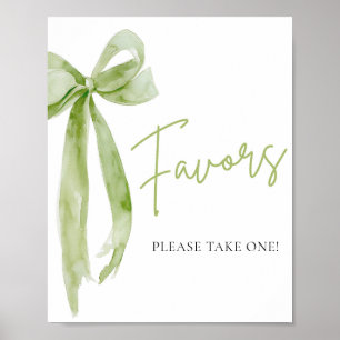 Aquarell Elegante Kokette Grüne Schleife Favoriten Poster
