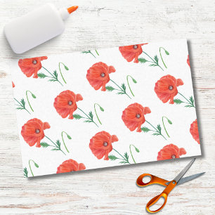 Aquarell Elegante Orange Mohnblume Seidenpapier