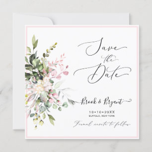 Aquarell Elegante Rosa Blush-Gummi-Eukalyptus Einladung