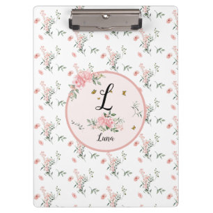 Aquarell Elegante rosa Rosen mit Schmetterlingen Klemmbrett