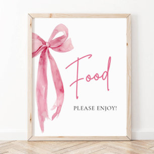 Aquarell Elegante Rosa Schleife Food Schild