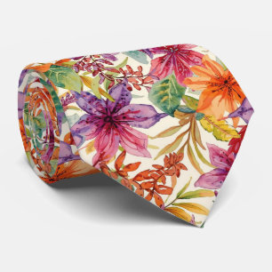 Aquarell Elegante Sommerblumen Helle Farben Krawatte