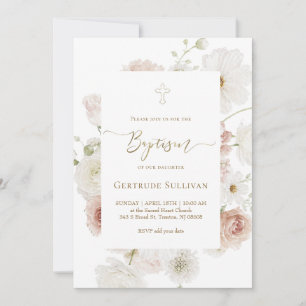 Aquarell eleganter Blumenstrauß Taufe Einladung