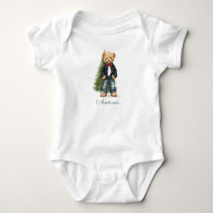 Aquarell Eleganter Santa Baby Weihnachten Baby Sho Strampler
